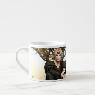 Taza De Espresso Príncipe del bosque de fantasía de otoño Retrato