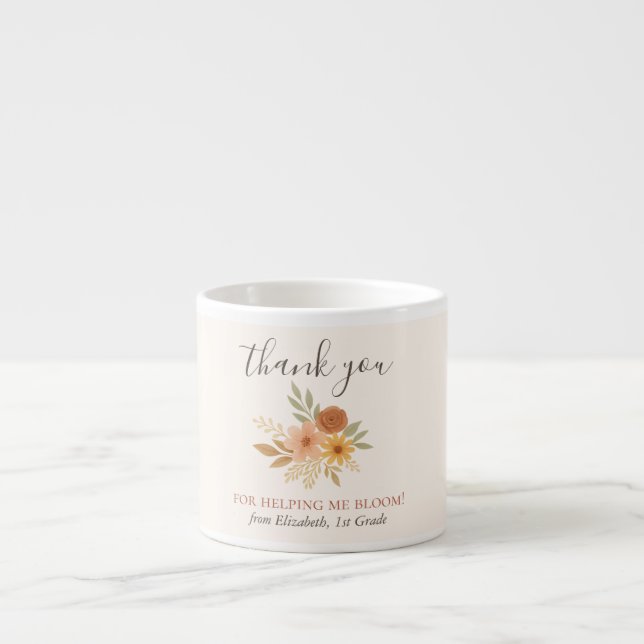 Taza De Espresso Profesor de acuarela floral Boho Gracias (Frente)