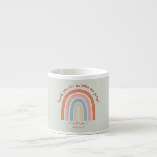 Taza De Espresso Profesora de acuarela moderna Arcoiris gracias (Frente)