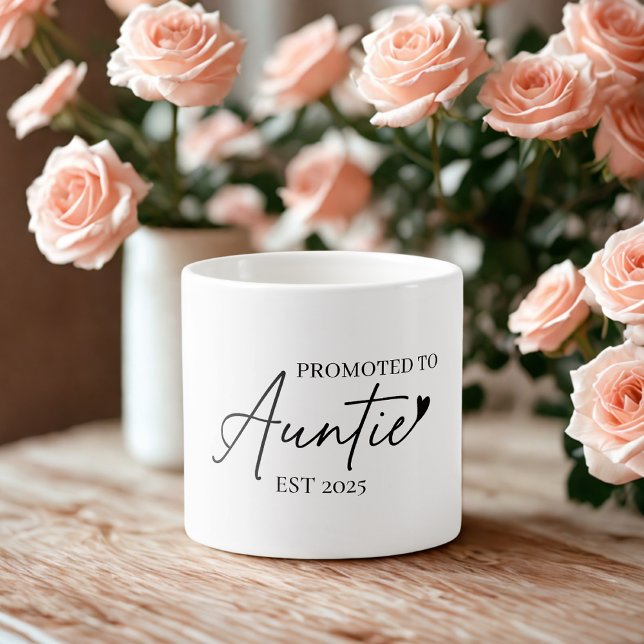 Taza De Espresso Promocionado a la tía EST 2025 | Primera tía (Subido por el creador)