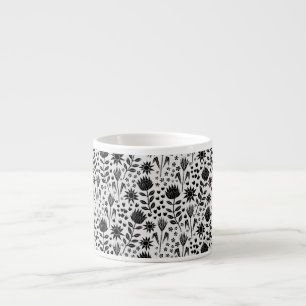 Taza De Espresso Protea Bloque floral Imprimir Millefleur blanco ne