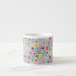 Taza De Espresso Protea Floral Block Print Millefleur Luces
