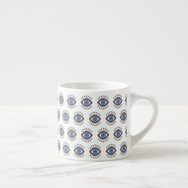 Taza De Espresso Protección de ojos malvados, ojo azul griego, terc (Derecha)