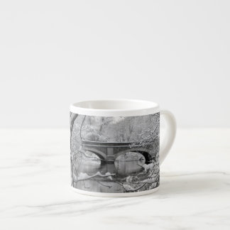 Taza De Espresso Puente del arco sobre el río congelado en invierno