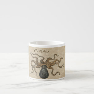 Taza De Espresso Pulpo Kraken Antiguo Marino Vida Silvestre Costera