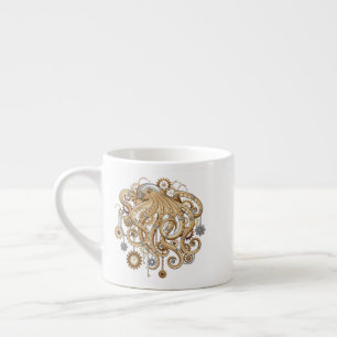 Taza De Espresso Pulpo Steampunk Retro Fantasía Mecánica