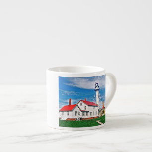 Taza De Espresso Punto de pez blanco Faro espresso barro