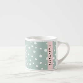 Taza De Espresso Puntos Dalmacianos Verdes Mint, Puntos, Tu Nombre