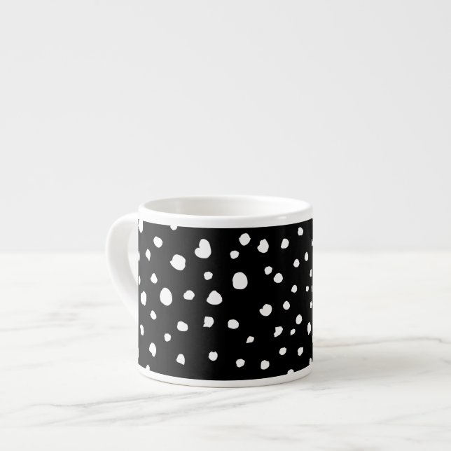Taza De Espresso Puntos dálmatas, puntos dálmatas, blanco y negro (Izquierda)