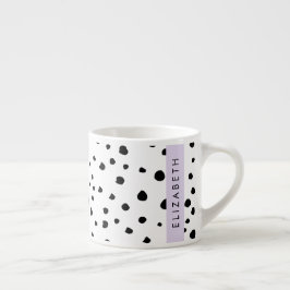 Taza De Espresso Puntos dálmatas, puntos, negro y blanco, tu nombre