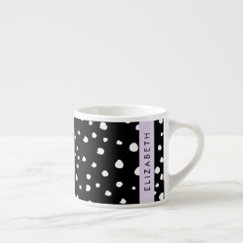 Taza De Espresso Puntos dálmatas, puntos, negro y blanco, tu nombre