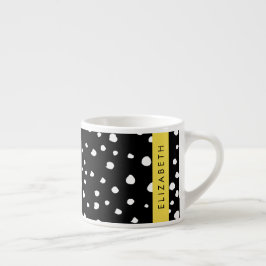 Taza De Espresso Puntos dálmatas, puntos, negro y blanco, tu nombre