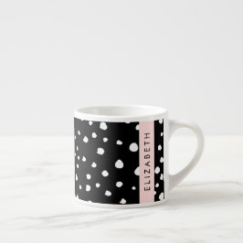Taza De Espresso Puntos dálmatas, puntos, negro y blanco, tu nombre