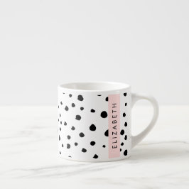 Taza De Espresso Puntos dálmatas, puntos, negro y blanco, tu nombre