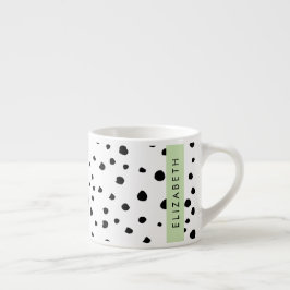 Taza De Espresso Puntos dálmatas, puntos, negro y blanco, tu nombre