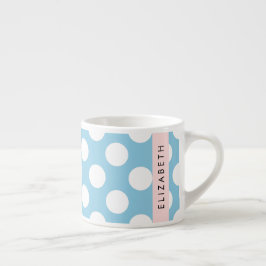 Taza De Espresso Puntos de Polka Azul, Patrón de Punto de Polka, Su