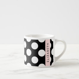 Taza De Espresso Puntos de Polka blancos y negros, punteados, tu no