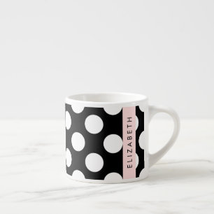 Taza De Espresso Puntos de Polka blancos y negros, punteados, tu no