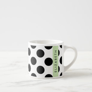 Taza De Espresso Puntos de Polka blancos y negros, punteados, tu no