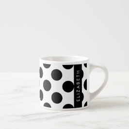 Taza De Espresso Puntos de Polka blancos y negros, punteados, tu no