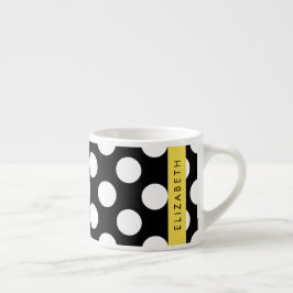 Taza De Espresso Puntos de Polka blancos y negros, punteados, tu no