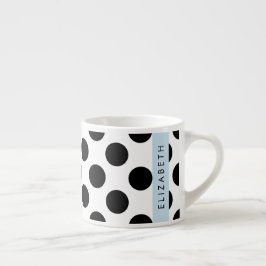 Taza De Espresso Puntos de Polka blancos y negros, punteados, tu no