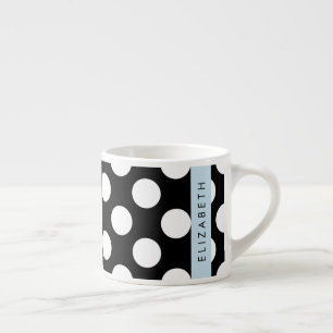 Taza De Espresso Puntos de Polka blancos y negros, punteados, tu no