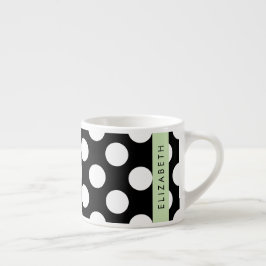 Taza De Espresso Puntos de Polka blancos y negros, punteados, tu no