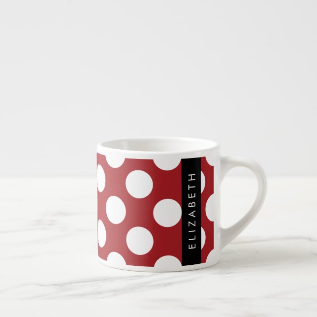 Taza De Espresso Puntos de Polka Rojo, Patrón de Punto de Polka, Su (Derecha)