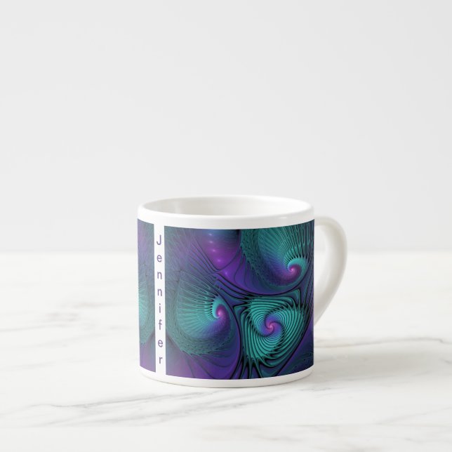 Taza De Espresso Purple Meets Turquoise Resumen Nombre del arte fra (Derecha)