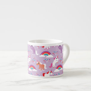 Taza De Espresso Púrpura linda del arco iris del unicornio