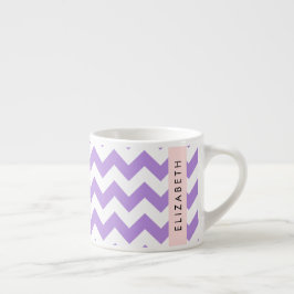 Taza De Espresso Púrpura Zigzag, Púrpura Chevron, Tu Nombre