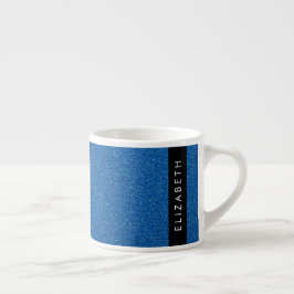 Taza De Espresso Purpurina azul, fondo Purpurina, nombre