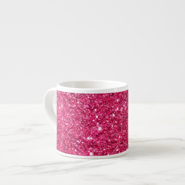 Taza De Espresso Purpurina de las rosas fuertes del encanto (Izquierda)