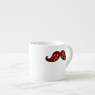 TAZA DE ESPRESSO PURPURINA IMPRESO BIGOTE ROJO DIVERTIDO