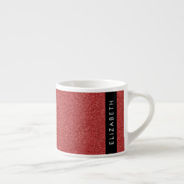 Taza De Espresso Purpurina rojo, fondo Purpurina, nombre