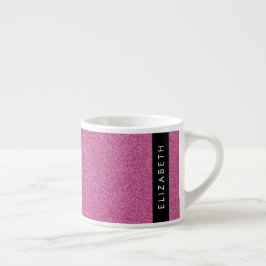 Taza De Espresso Purpurina rosa, fondo Purpurina, nombre