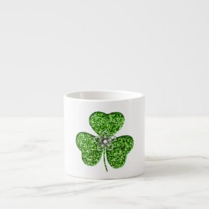 Taza De Espresso Purpurina Shamrock and Flower Espresso Mug