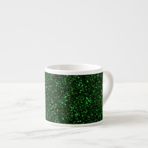Taza De Espresso Purpurina Verde de la Primavera Esmeralda Oscura