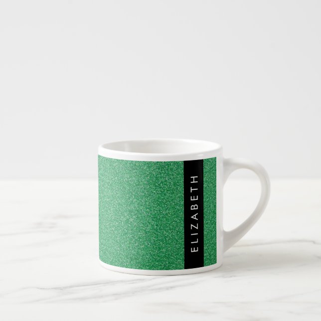 Taza De Espresso Purpurina verde, fondo Purpurina, nombre (Derecha)