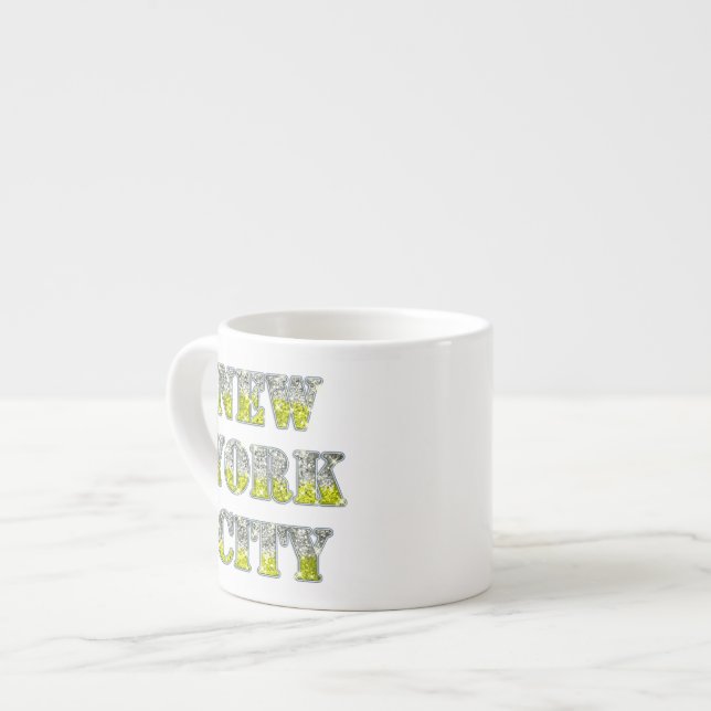 Taza De Espresso Purpurinas de Oro Plateado de Nueva York (Izquierda)