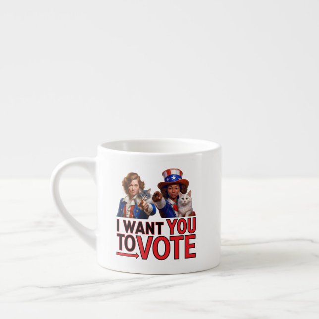 Taza De Espresso QUIERO QUE VOTES (Gatos Damas) (Izquierda)