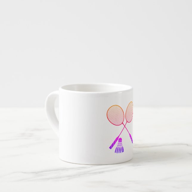 Taza De Espresso Racas de Badminton Shuttlecock Birdie Ombre (Izquierda)
