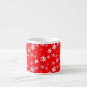 Taza De Espresso Ráfagas de nieve rojas del navidad