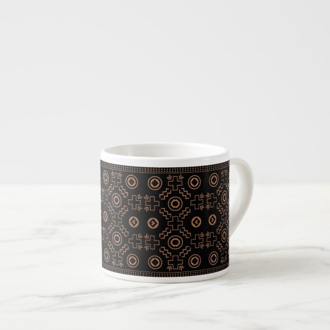 Taza De Espresso Raíces doradas: Elegancia marroquí negra y tribal (Derecha)