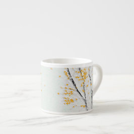 Taza De Espresso Ramas de árboles otoñales con hojas de otoño amari