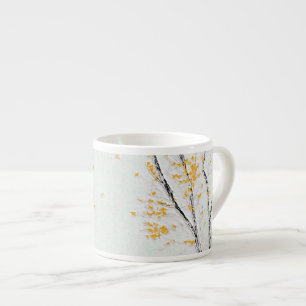 Taza De Espresso Ramas de árboles otoñales con hojas de otoño amari