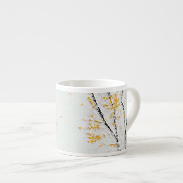 Taza De Espresso Ramas de árboles otoñales con hojas de otoño amari (Derecha)
