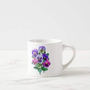 Taza De Espresso Ramo de flores pansy violetas 