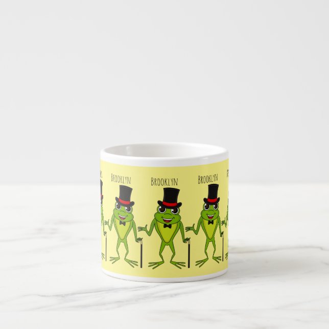 Taza De Espresso Rana divertida con personalizado de sombrero super (Frente)